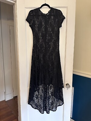 #ad Women’s Forever 21 Black Lace Sheath Dress Large Overlay Gothcore See Thru Dress