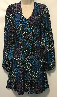 #ad New Friends Like These By Lipsy Size 10 Blue Black Floral Smock Dress