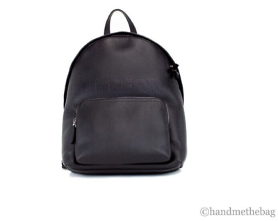 #ad Burberry Abbeydale Branded Black Pebbled Leather Backpack Shoulder Bookbag
