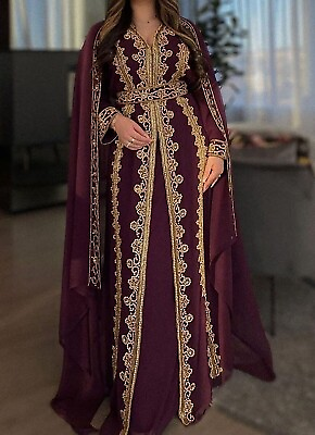 #ad Royal Moroccan Islamic Kaftan Arabic Vary Fancy Abaya Jilbab Jalabiya Women Dres