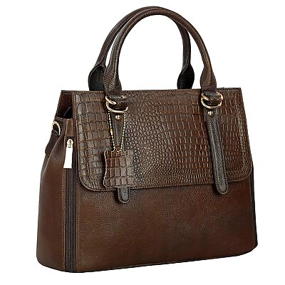 #ad MEHANDI GREEN Full Grain Natural Leather Top Handle satchel Tote Ladies Handbags