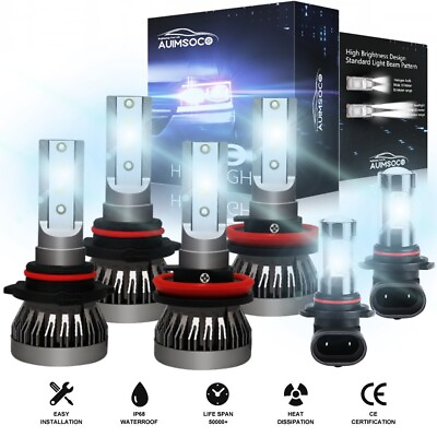 #ad For Ford F 150 2015 2020 LED 6000K Combo Headlight Hi Low Beam Fog Light Bulbs