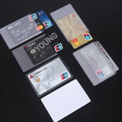 #ad 50PCS Waterproof Transparent Pvc Card Cover Silicone Plastic Cardholder Case