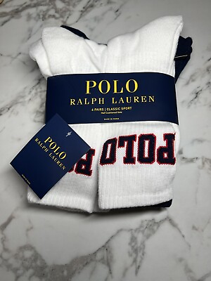 #ad Polo Mens Ralph Lauren 6 Pair Crew Socks Classic Sport Cushioned Size 6 13