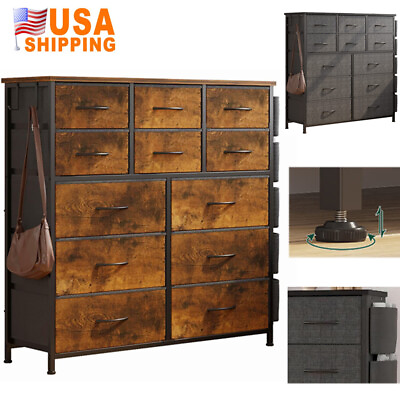 #ad 12 Drawer Dresser Home Furniture Storage Chest Organizer Closet Cabinet w Hooks