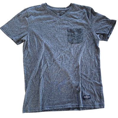 #ad Brooklyn Shirt Mens Medium Blue Short Sleeve Crew Neck Pocket Tee Cotton Poly