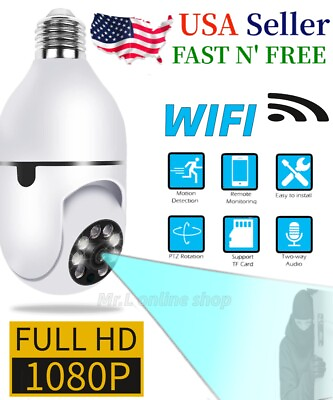 #ad Wireless Security 360° 1080P IP E27 Light Bulb Camera Wi Fi IR Night Smart Home