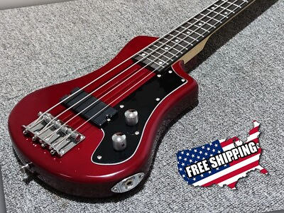 #ad NEW Bass Electric Guitar 4 String Mini Travel Red Color Body Free Shipping