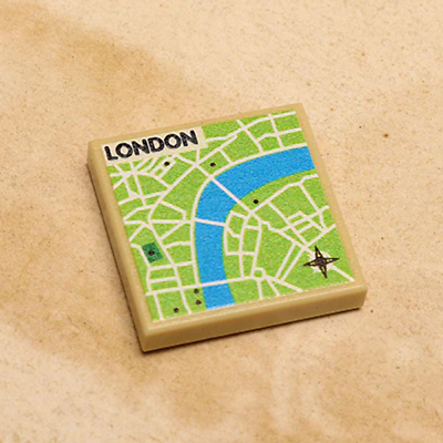 #ad B3 Customs® London England Map 2x2 Tile