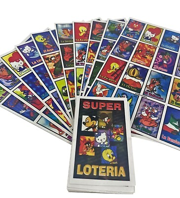#ad Loteria Mexican Bingo 10 Boards Cartoons Extra Games on Back Gift Game Party