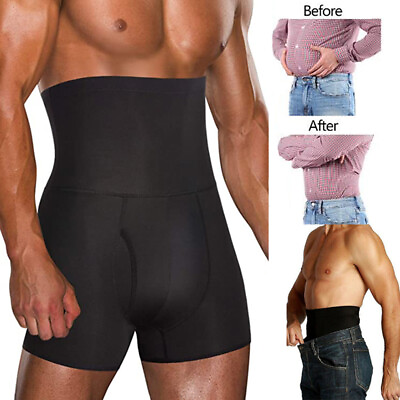 #ad Men#x27;s Compression High Waist Boxer Shorts Tummy Slim Body Shaper Girdle Pants US