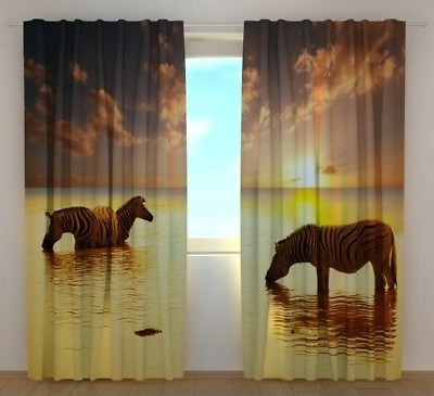 #ad Curtain Zebras by the Water Wellmira Custom Made Animal 3D Printing Decor