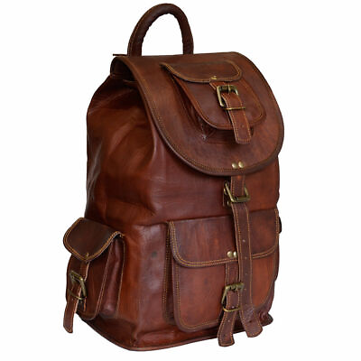 Backpack Leather Laptop Bag Men Travel Rucksack School S Satchel Shoulder New $51.13