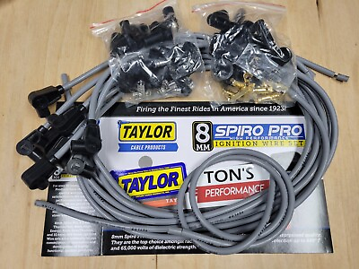 #ad Taylor Cable 53851 8mm Spiro Pro Universal Spark Plug Wire Set Grey 90 Degree