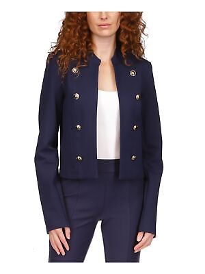 #ad MICHAEL MICHAEL KORS Womens Navy Unlined Button Detail Military Jacket L