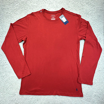 #ad Polo Ralph Lauren T Shirt Mens Mens Red Long Sleeve Blue Pony Logo
