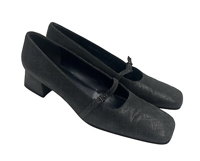 #ad Stuart Weitzman Women’s Vintage Block Heel Mary Janes Size 9.5AA Narrow Gray