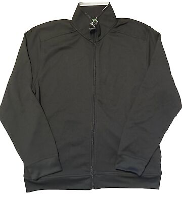 #ad Mens Izod Golf Full Zip Long Sleeve Large Black Jacket