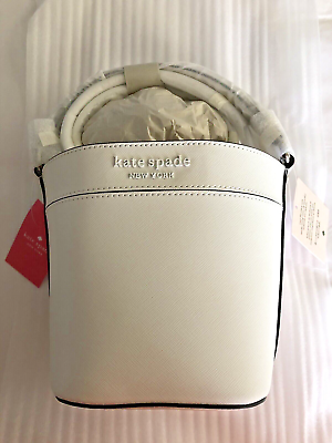 #ad Kate Spade NWT Cameron Small Bucket Crossbody Bag in OPTIC WHITE Leather
