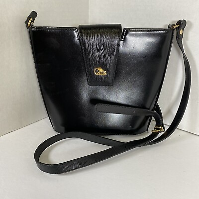 #ad Cristian Bucket Crossbody Bag Black Genuine Leather Purse Made in Italy