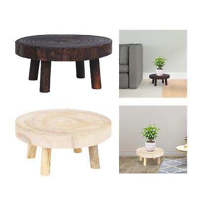 #ad Small Wood Plant Stand Little Stool 20x9cm Multifunctional Round Bonsai Display