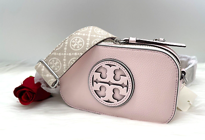 #ad AUTH NWT Tory Burch Miller Patent Border Mini Leather CrossBody Bag Pale Pink