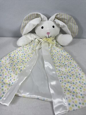 #ad STEPHAN Baby Polka Dot White Bunny Rabbit Lovey Security Blanket 18” Striped Ear