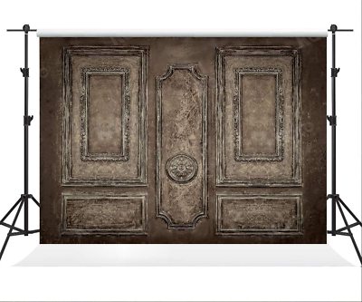 #ad 7×5Ft Dark Wood Backdrop Retro Wooden Door Photo Backdrop Browm Background for P