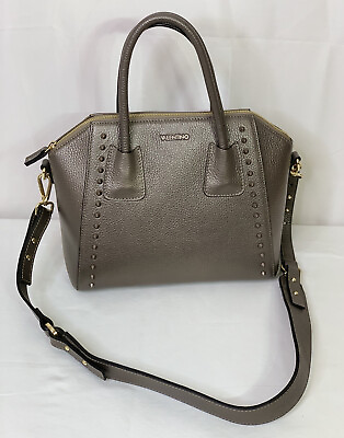 Mario Valentino Minimi Precosia Bronze Leather Studded Handbag Purse Authentic $419.00