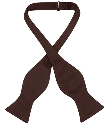 #ad Vesuvio Napoli SELF TIE Bow Tie Solid CHOCOLATE BROWN Color Mens BowTie