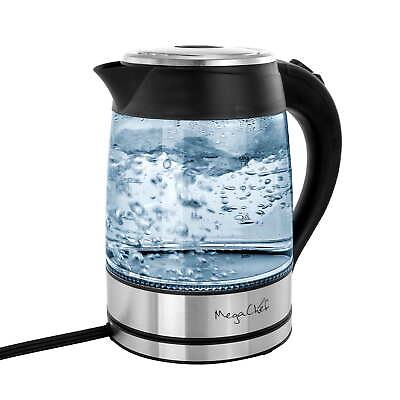 #ad MegaChef 1.8 Liter Glass and Stainless Steel Electric Tea Kettle