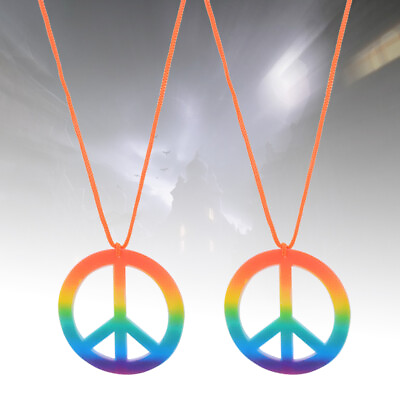 #ad 2pcs Necklace Pendant Colorful Pendant Peace Sign Pendant Necklace