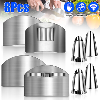 #ad 8X Stainless Steel Finger Guard Hand Protector Kitchen Safe Slice Cutting Tools