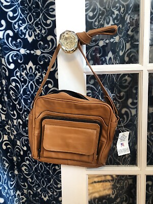 #ad Brown Medium Sized Square Leather Shoulder Bag
