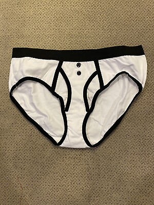 #ad Mens Heavenly Tuxedo Briefs Lingerie Panties White XL New $35