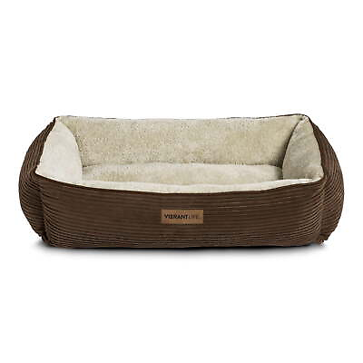 #ad Dog Bed Vibrant Life Lounger Large Brown Corduroy.