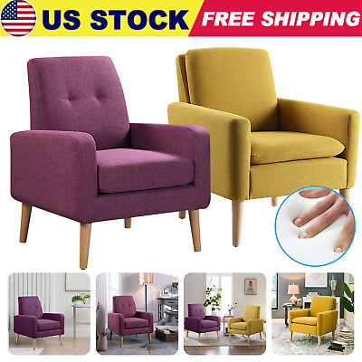 #ad Modern Fabric Single Sofa Tufted Accent Arm Chair Upholstered Living Room USA