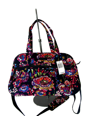 #ad NWT Vera Bradley Compact Traveler Bag in Midnight Wildflowers