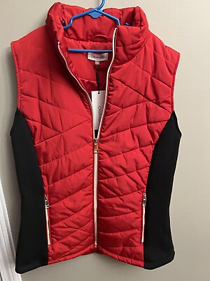 #ad New With TAGS Calvin Klein Women#x27;s Vest Red And Black NWT Size Med Never Worn