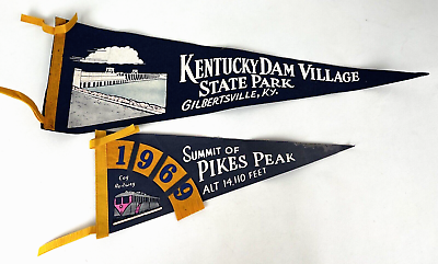 #ad 2 60s 18 28” Felt Pennants Pikes Peak amp; Kentucky Dam State Park Gilbertsville