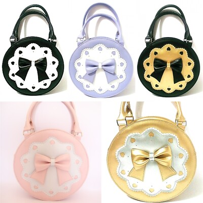 #ad Japanese Lolita Handbag Round Bowknot Messenger Bag Women Leather Crossbody Bag