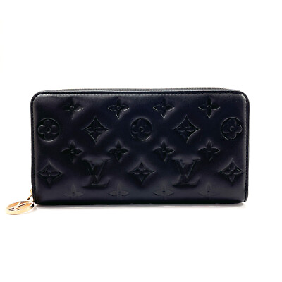 #ad LOUIS VUITTON purse M81510 Zippy wallet lambskin monogram emboss Black Noir