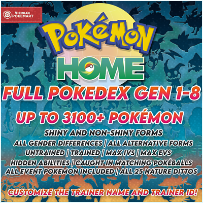 ✨Ultimate Shiny Full Pokedex Gen 1 8 Pokemon Home COMPLETE $14.99