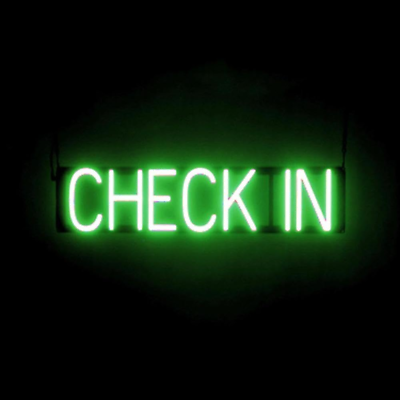 #ad CHECK in LED Sign Green Neon Signs for Motel Check in Hotels Checkin with