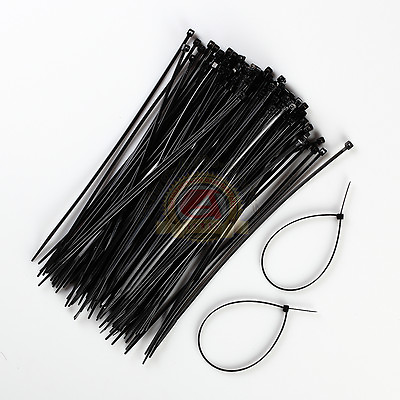 100 PACK 8 INCH ZIP TIES NYLON BLACK 18 LBS UV WEATHER RESISTANT WIRE CABLE $7.00