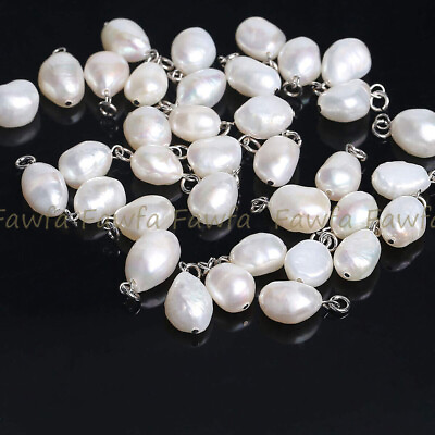 #ad 7 10mm Wholesale Natural White Freshwater Baroque Pearl Pendants Jewelry Making
