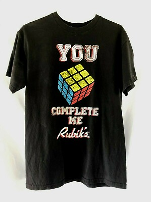 #ad Rubik#x27;s Cube t shirt Men Black Official You Complete Me Tee Size M Cotton Funny