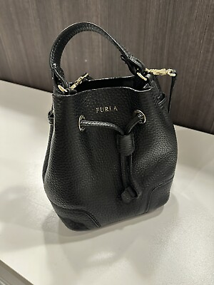 #ad Furla Mini Bucket Bag Black Leather Great Condition