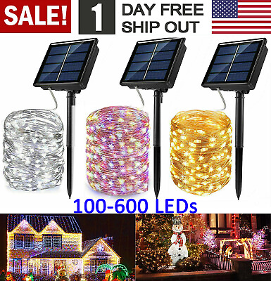 #ad 100 600 LED Solar Power String Fairy Lights Garden Outdoor Party Christmas Lamp