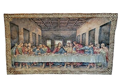#ad The Last Supper by da Vinci Italian Religious Woven Tapestry By GRH 44x25
